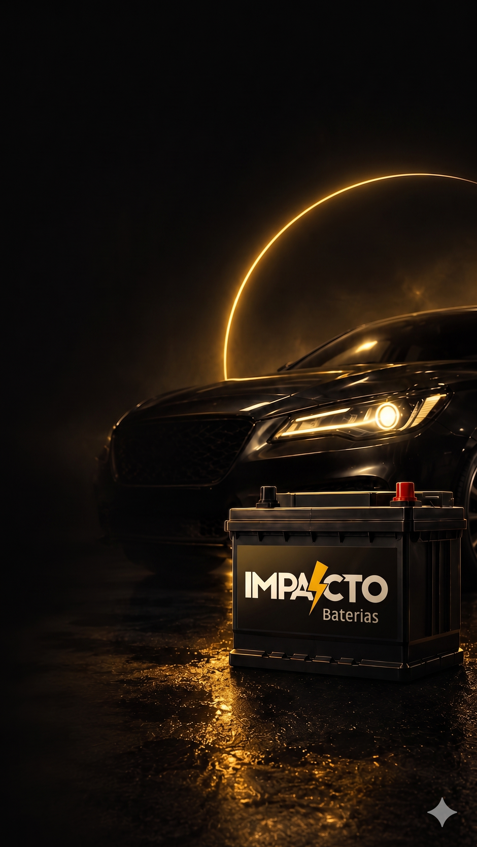 Bateria automotiva em ambiente técnico escuro